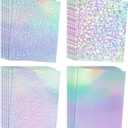 Koala Holographic Laminate Sheets A4 Holographic Sticker Paper,20 Sheets Self Adhesive Waterproof Holographic Transparent Film,11.7X 8.3 Inch
