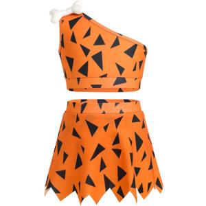 ODASDO Kids Girls Ballet Dance Outfit Halloween Costume Carnival Party Cosplay Fancy Dress Up for 3-12 Years (Orange)