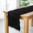 Breling Winter Table Runner 14 x 108 Inches Faux Fur Table Runner Luxury Soft Fur Winter Christmas Snowy Decoration for Holiday Wedding Birthday Party Supplies(Black)