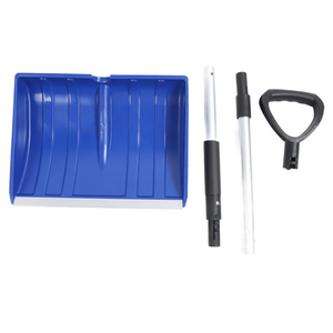 Snow Pusher Shovel for Driveway Car Garage, 24 Inch Snow Removal Plow with D-Grip Handle Aluminum Strip, Ergonomic Heavy Duty Wide Snow Shovel for Home Outdoor, Blue