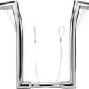 14 Inch Sportster Dyna Ape Hangers Softail Handlebar 1.25 inch Z bar with Pull Wires for Harley 1995-Up Road King 1998-2013 Road GlideChrome