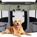 Foldable Pet Dog Playpen, Portable Dog Crate for Puppies, Cat, Puppy Play Pen for Indoors, Kennel Tent Crate for Indoor Outdoor Travel Camping Use with Carrying Case (Green, L)