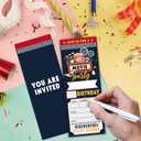 Movie Tickets Birthday Party Invitations, 20 Pcs Movie Night Invitations with Envelopes, Double-Sided Design Fill In Invite for Boy Girl, Theme Birthday Party Decorations-C02