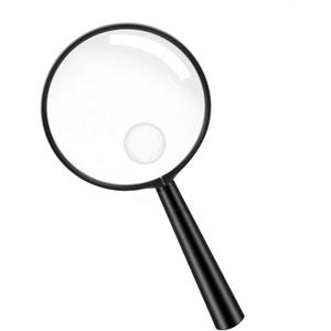 Feosky Handheld Reading Magnifier, 10X Magnifier, 90mm Shatterproof Lens, Adults Close Work Non-Slip Handle for Seniors Reading and Nature Exploration(Black)