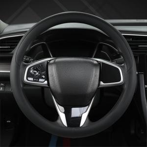 West Llama Thin Car Steering Wheel Cover, Universal 14.5-15 inch Nappa Leather Steering Wheel Cover, Ultra Thin, Anti-Slip, Breathable(Black-Standard Size)
