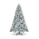 7.5ft Artificial Snow Flocked Hinged Christmas Tree with Metal Stand