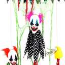Haunted Hill Farm Animatronic Scary Floating Clown Heads with Touch Activated Lights and Sound, Battery-Operated Indoor or Covered Outdoor Halloween Decoration