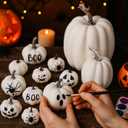 DomeStar 16PCS White Fake Pumpkins for Decorating, Faux Pumpkins Fall Harvest Decor, Halloween Decorations, Thanksgiving Table Centerpieces and Baby Shower Decor