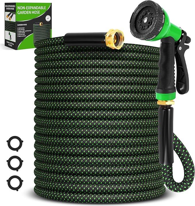 Garden Hose 50ft, Non-Expanding Flexible Hose with 10 Function Nozzle, Lightweight, Kink Free, Sturdy, Leak-Proof, Portable, Water Hose 50ft for Outdoor, Yard, Lawn, Car Wash and Camper Use