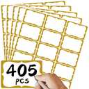 2 x CATIFLIN 405pcs Name Tags Stickers - Waterproof Name Labels for Kids School Supplies & Daycare - 3"x2" Blank Adhesive Labels for Baby Bottles, Clothing, Classroom - Elegant Bracket Shape, Gold Border