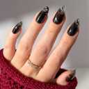 Glamnetic Press On Nails x Harry Potter - Dementor | Medium Almond Fake Nails with Smoky Black Gradient Tips, Salon Quality, Officially Licensed | 15 Sizes - 30 Nail Kit with Glue