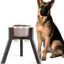 SHAINFUN Raised Dog Bowl Stand for Large Dogs 11" Height Adjustable Width 7-10.6" Single Tall Elevated Dog Bowls Stand, Food & Water Feeder Holder for Large Breeds (Bowl Not Included) (Black-FM)