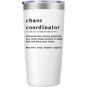 Chaos Coordinator Tumbler Cup,Christmas Unique Gift Idea for Boss Lady,Teacher,Nurse,Gift for Mom,Coworker Gifts,Birthday,Thank You Gifts for Women, 20 oz Travel Mug