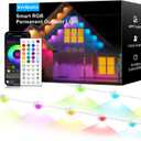 150FT Permanent Outdoor RGB Lights - IP65 Waterproof with Smart App Control Remote, DIY Scene Modes, Music Synchronization, Eaves Lights For Garden Decor, Deck, Christmas, Party, Party, Halloween, Roof