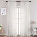 Gwine Ivory Sheer Curtains 108 Inches Long for Living Room 2 Panels, Light Filtering Extra Long Sheer Curtains, Filmy Voile Rod Pocket Window Drapes, 59W x 108L, 2 PCS, 9ft