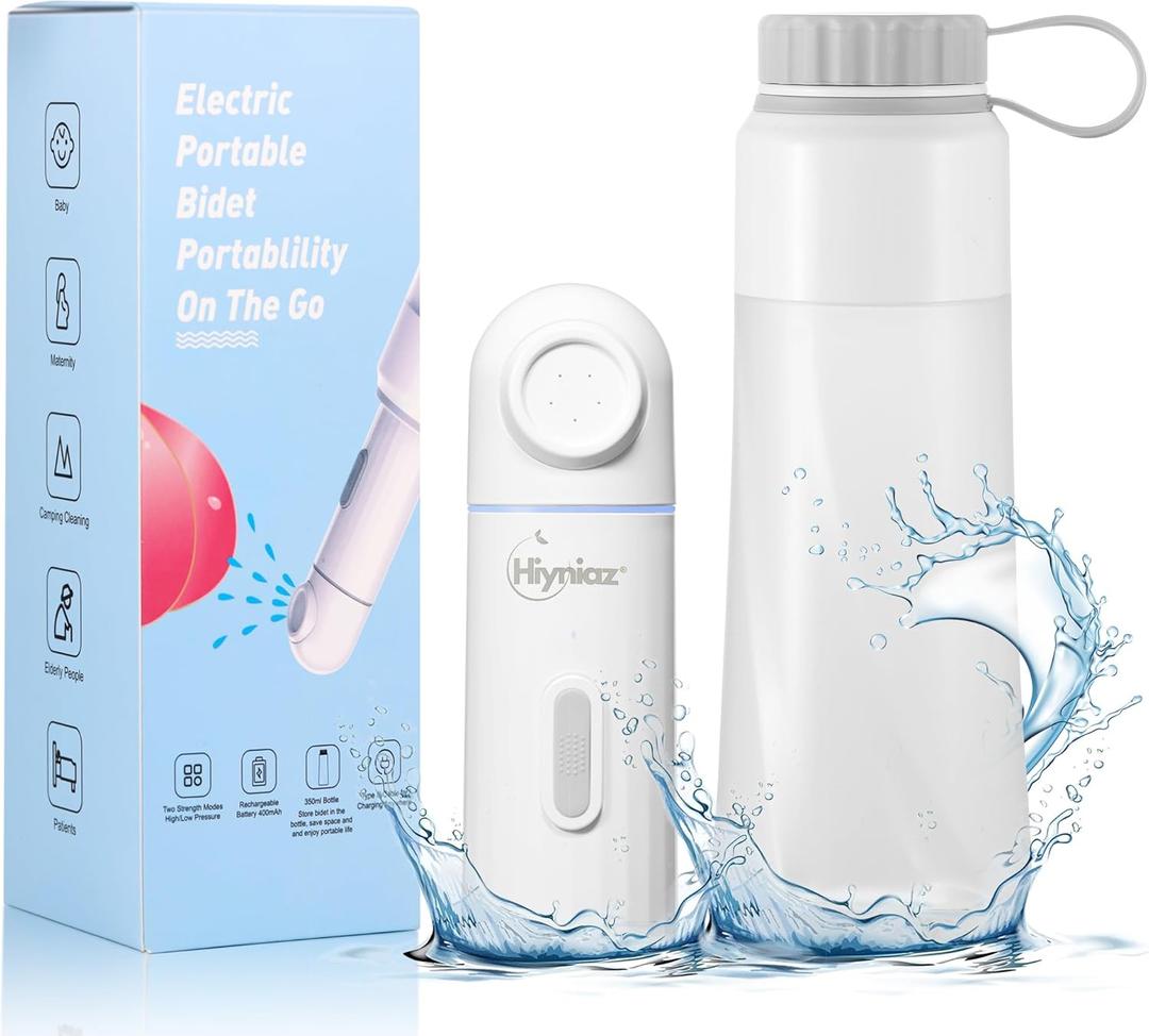 Portable Bidet for Travel  USB-C Rechargeable Handheld Sprayer 350ML, IPX7 Waterproof, 2 Modes, High Pressure Electric Bidet for Women & Men, Compatible with Water Bottles
