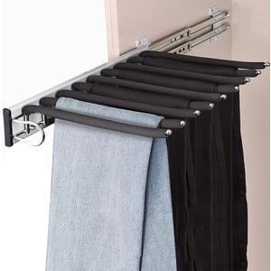 Pull Out Pants Rack 9 Arms, Pants Organizer for Closet, Trouser Rack, Right, Right Installation