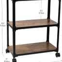 Mind Reader 3 Tier Multipurpose Rolling Cart, Home Storage, Bar Cart, Microwave Stand, Utility Organizer, Metal, MDF, Brown, 23"L x 12"W x 29.5"H