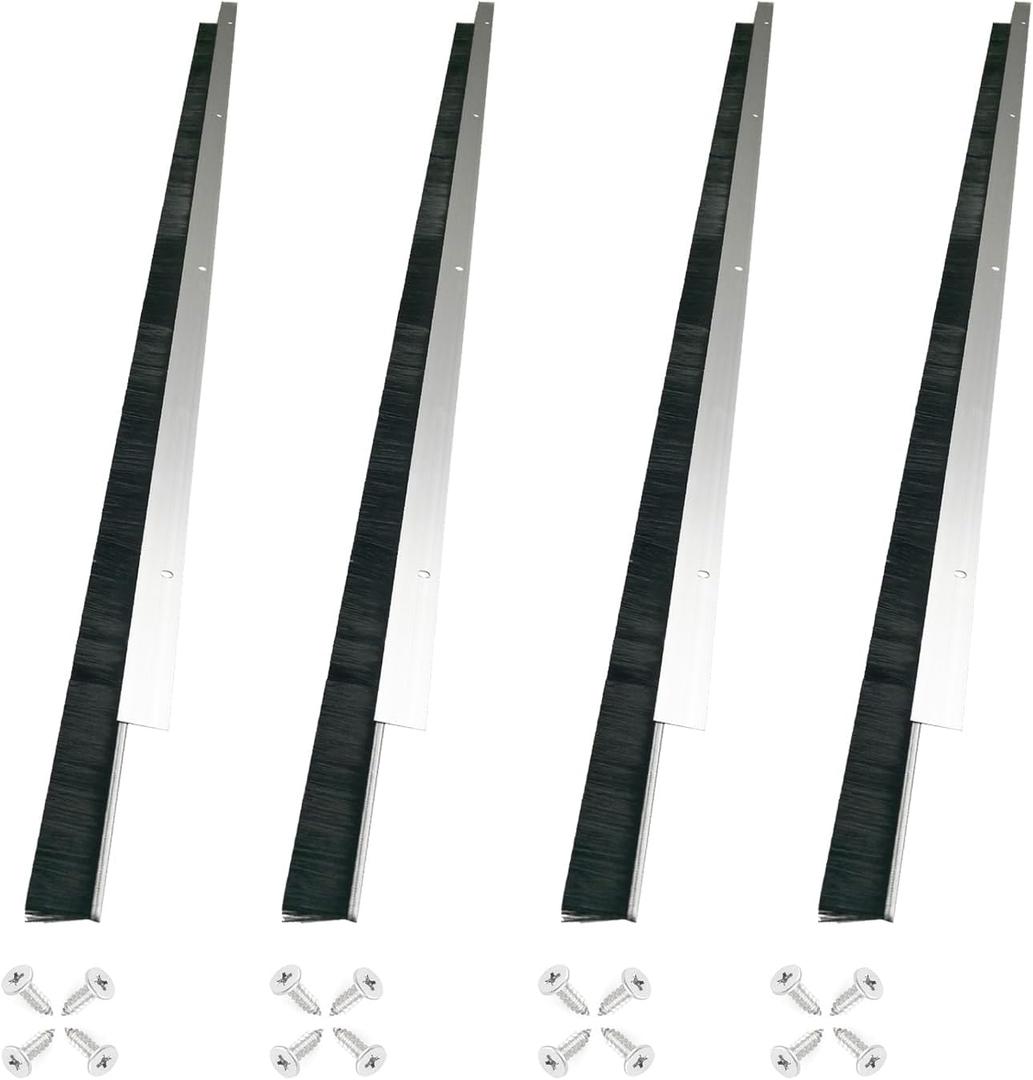 4 Sets x 39.37 Inches Net Brush Hair Width 1 1/2 Inches Door Brush Sweeps Seal Garage Roll Up Door Brush Barn Door Seal Brush Sweep (1.5in, 4)