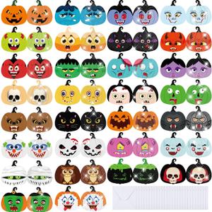 30 Pack Halloween Pumpkin Diamond Painting Greeting Cards Kits with Envelope Horror Halloween Diamond Art Cards Bulk DIY Postcard 5d Round Drill Art Craft for Adults Beginner