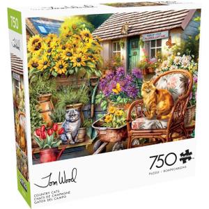 Buffalo Games - Tom Wood - Country Cats - 750 Piece Jigsaw Puzzle for Adults -Challenging Puzzle Perfect for Game Nights - Finished Size is 24.00 x 18.00