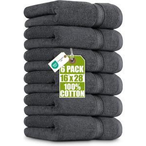 Utopia Towels 6 Pack Premium Hand Towels Set, 16 by 28 inches, 100% Ring Spun Cotton, Ultra Soft and Highly Absorbent 600GSM Towels for Bathroom, Gym, Shower, Hotel, and Spa, Grey