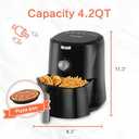 4.2 QT Air Fryer Oven Cooker with Two Independent Frying Baskets, Pizza Pan Temperature and Time Control Dishwasher Non-stick Basket 6 Cook Presets (Black-Knob) (4.2QT with Pizza Pan &Two basket)