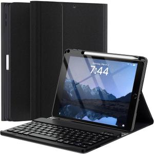 OYEEICE Keyboard Case for iPad 9.7 inch 6th/ 5th Gen 2018/2017 - Wireless Detachable Keyboard, Smart Folio Cover with Pen Holder for iPad Air 2nd 2014 - Black
