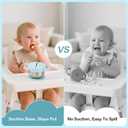 2 Pack Toddler Snack Cups 5-in-1 Snack Cups for Toddlers Spill Proof with Suction Cup and Anti-Loss Rope, Detachable Stainless Steel Cups with Silicone Lids & Handles (Light Blue and Light Grey)