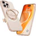 TORRAS 360 Magnetic Stand for iPhone 16 Pro Max Case, [Fit for MagSafe] [Military-Grade Protection] Translucent Slim Case for iPhone 16 Pro Max, Desert Titanium, Ostand O3 Fitness Series