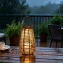 Solar Lanterns Outdoor Waterproof, Vase-Shaped Solar Lantern with Handle, Hand-Wound Rope Outdoor Lantern Dusk to Dawn 6-8Hr, Hanging & Tabletop Decor for Garden/Patio