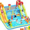 Inflatable Bounce House for Kids, Water Bounce House with Double Slides Indoor Outdoor, Bounce House Water Slide with Air Blower for Park Backyard Party Birthday (with 750W Blower)