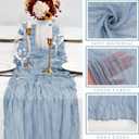 12 Pcs Dusty Blue Cheesecloth Table Runner 10FT Runner for Tables 35 x 120 Inches Long Gauze Boho Fabric Table Runner Decoration Rustic Sheer Runner for Wedding Birthday Baby Shower Party (Dusty Blue)