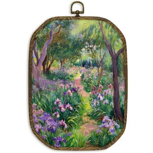 nvucamd French Country Floral Wall Art Decor Framed, Cottagecore Garden Octagon Canvas Prints Wall Art, Nature Forest Flower Landscape Hanging Decor for Farmhouse Bathroom Living Room Gallery, 10.2x7