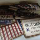 26 Pcs 4th of July Tiered Tray Decoration Patriotic USA Wood Signs Rustic America Flag Red White and Blue Tiered Tray Decorations for Memorial Day Home 250th Anniversary Birthday Party