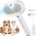 Pet Steam Brush for Indoor Cats & Dogs, Self Cleaning Cat Brush for Shedding & Grooming Supplies, Anti-Static & Anti-Flying Hair Water Mist Spray Hair Removal Comb for Long & Short Haired Animals (White)