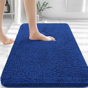 OLANLY Bathroom Rugs 36x24, Extra Soft Absorbent Chenille Bath Rugs, Rubber Backing Quick Dry, Machine Washable Bath Mats for Bathroom Floor, Tub and Shower, Home Decor Accessories, Royal Blue (36" x 24")