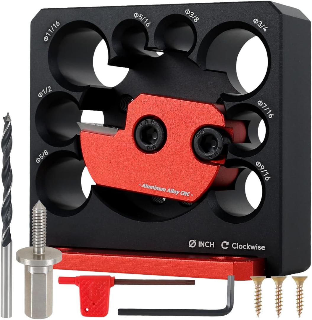 Dowel Maker Jig Kit 5/16-3/4inch Adjustable Dowel Maker Cutter 8 Holes Aluminum Alloy Round Rod Sticks Maker Jig Electric Drill Rod Auxiliary Tool for Round Rod