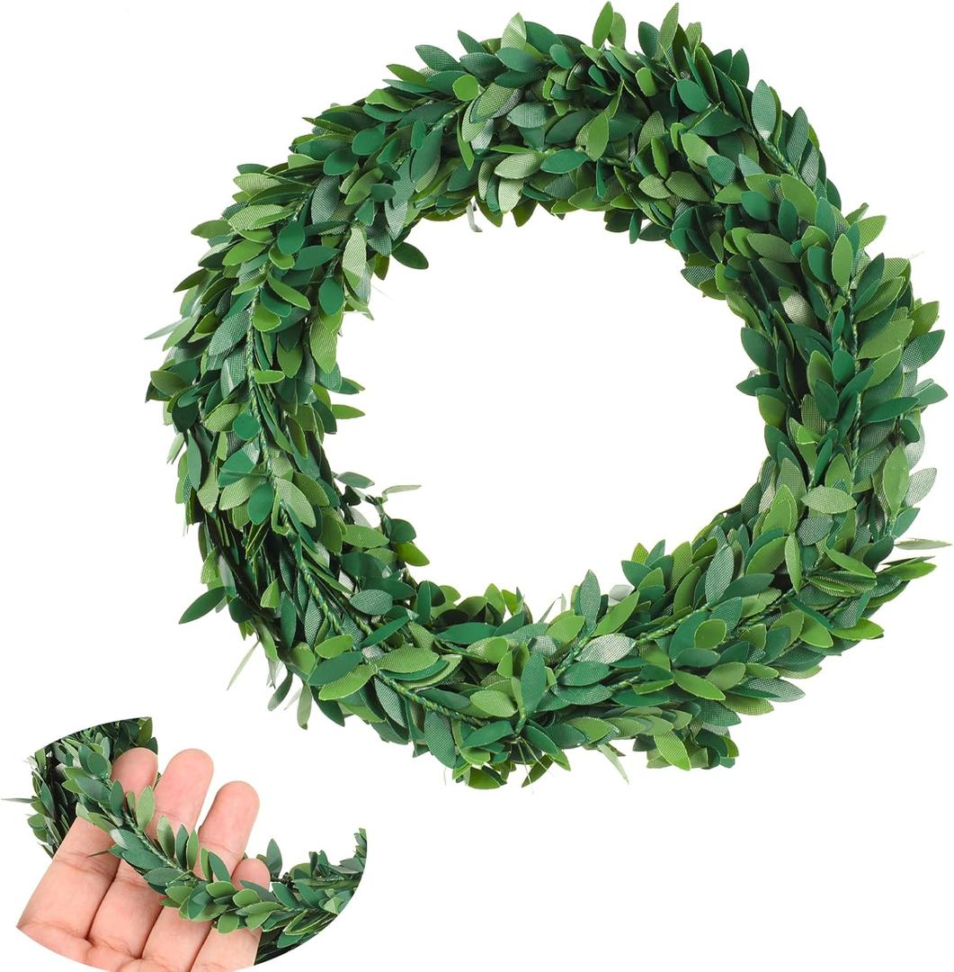 24.6 FT Artificial Green Vines for Decoration Mini Leaf Garland Green Vines Yards Fake Vine Garland Vine Ribbon Wreath Accessory Ivy Garlands for Party Wedding DIY Leaves Headband Home Decoration