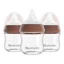 Natural Glass Baby Bottles Gentle & Extra Slow Flow, Newborn Breastfeeding Bottle with Anti Colic Nipple for 0 Months Babies, 3 Packs (Brown (3 Ounce), 1 Count (Pack of 3)