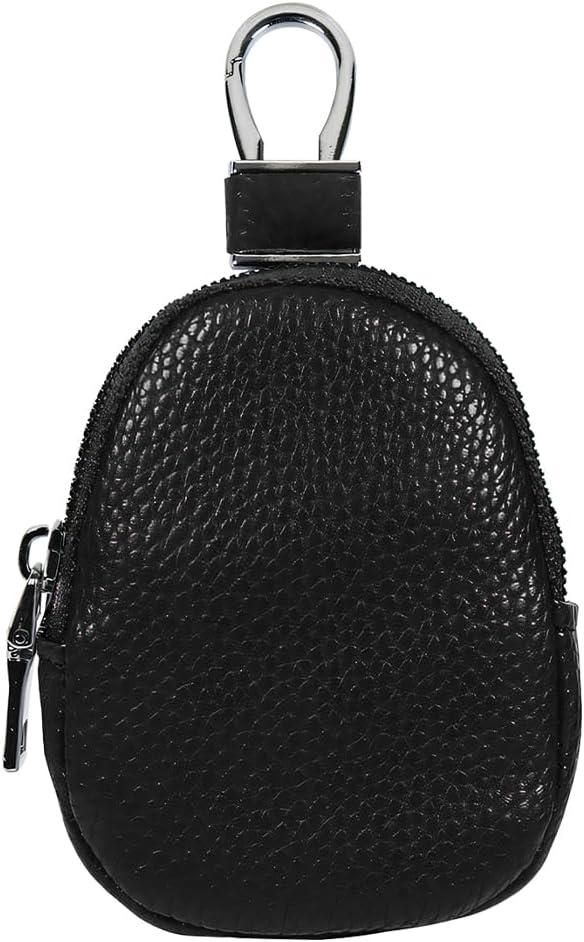 Mandark Car Key Fob Case, Leather Automotive Remote Key Chain Coin Holder with Metal Hook and Zipper, Vehicle Keychain Protector Bags Accessories, Universal for Most Remote Keys (Black)