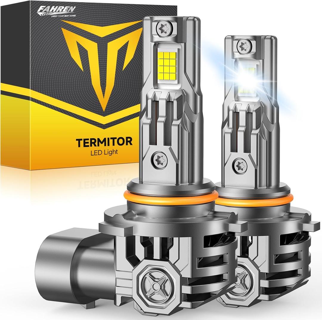 FAHREN 2026 Upgraded HB3/9005 Light Bulb, 80,000LM 24 LED Chips Super Bright 6500K, 10 Years Service Life with Cooling Fan, Real 1:1 Size 9005 LED, CANbus-Ready Plug N Play, lP68 Waterproof, Pack of 2