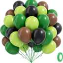 60pcs Green and Brown Balloons 12inch with Brown Black Dark Lime Green Balloons for Jungle Video Game Theme Baby Shower Birthday Party Decorations