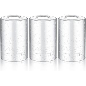 Teenyyou 3 Pcs Clear Bubble Seeded Glass Shade Replacements for Pendant Light Fixtures Glass Lamp Shade Cover, 1-5/8 Inch Fitter E26 Base, 4"w x 6"h, Replacement Lamp Globe for Chandelier Wall Sconce