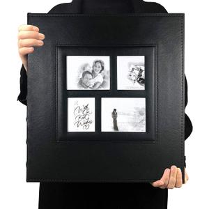 RECUTMS Photo Album Self Adhesive Magnetic DIY Scrapbook 60 Pages 13.3 x 13.4 (Inches) Accommodate 8X10 6X8 5X7 4X6 Photo Wedding Album Memory Book(Black)