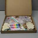 FEMBW 58PCS DIY Princess Fairy Wand Kit  18 Wooden Wands, 18 Ribbons, 4 Gem Crowns, 6 Sheets Stickers, 12 Markers  Star, Heart, Moon, Crown, Butterfly, Flower Shapes  Birthday Craft Gift for Girls