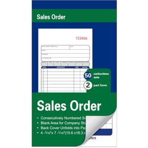 Enterprise Company Sales Order Book,2-Part Carbonless Paper,4-3/16 x 7-3/16 Inches,50 Sets,White/Canary/Pink