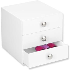 iDesign 3-Drawer Plastic Vanity Organizer, Compact Storage Organization Drawers Set for Cosmetics, Dental Supplies, Hair Care, Bathroom, Dorm, Desk, Countertop, Office, 6.5" x 6.5" x 6.5", White