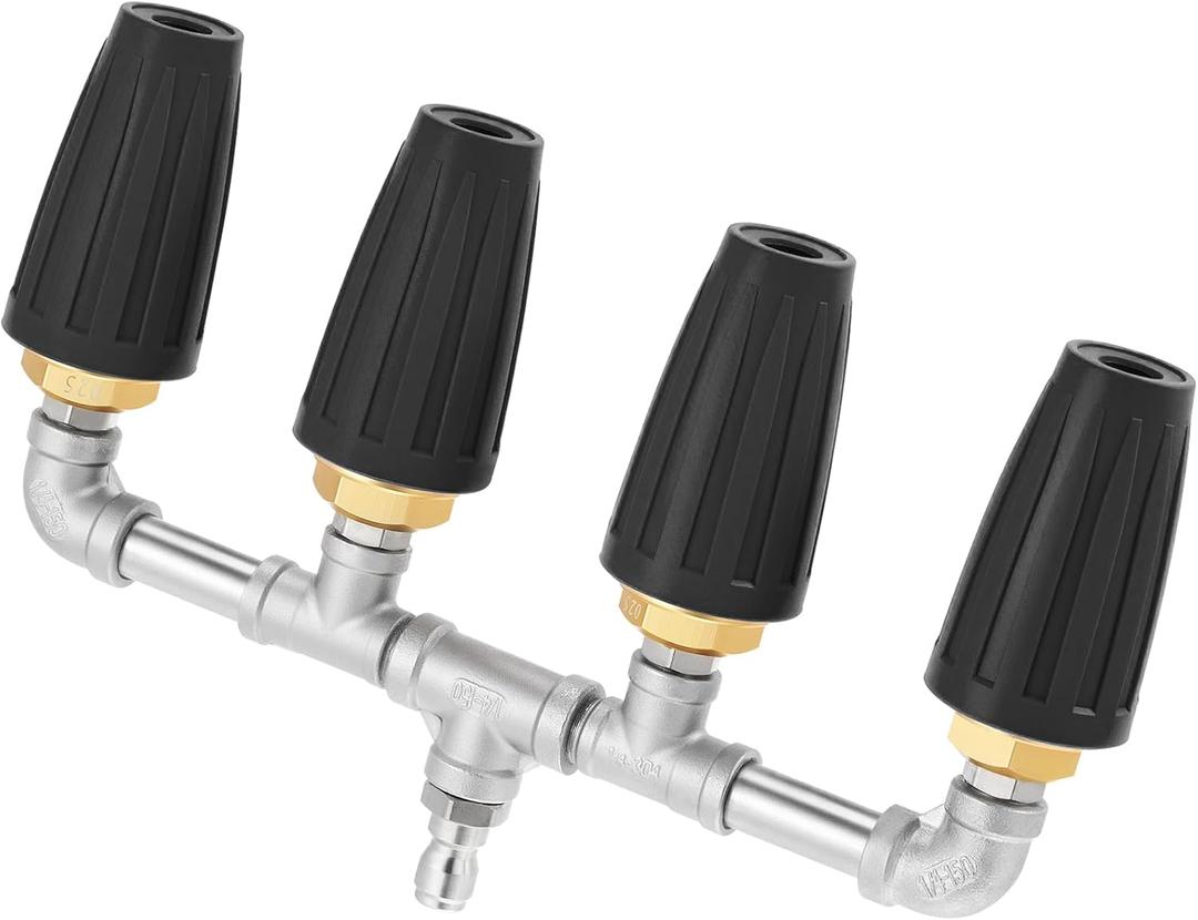 4-in-1 Turbo Nozzle Pressure Washer 4000 PSI 360 Rotating Turbo Nozzle with 1/4" Quick Connector 2.5 Orifice Quadruple Tips (Black)