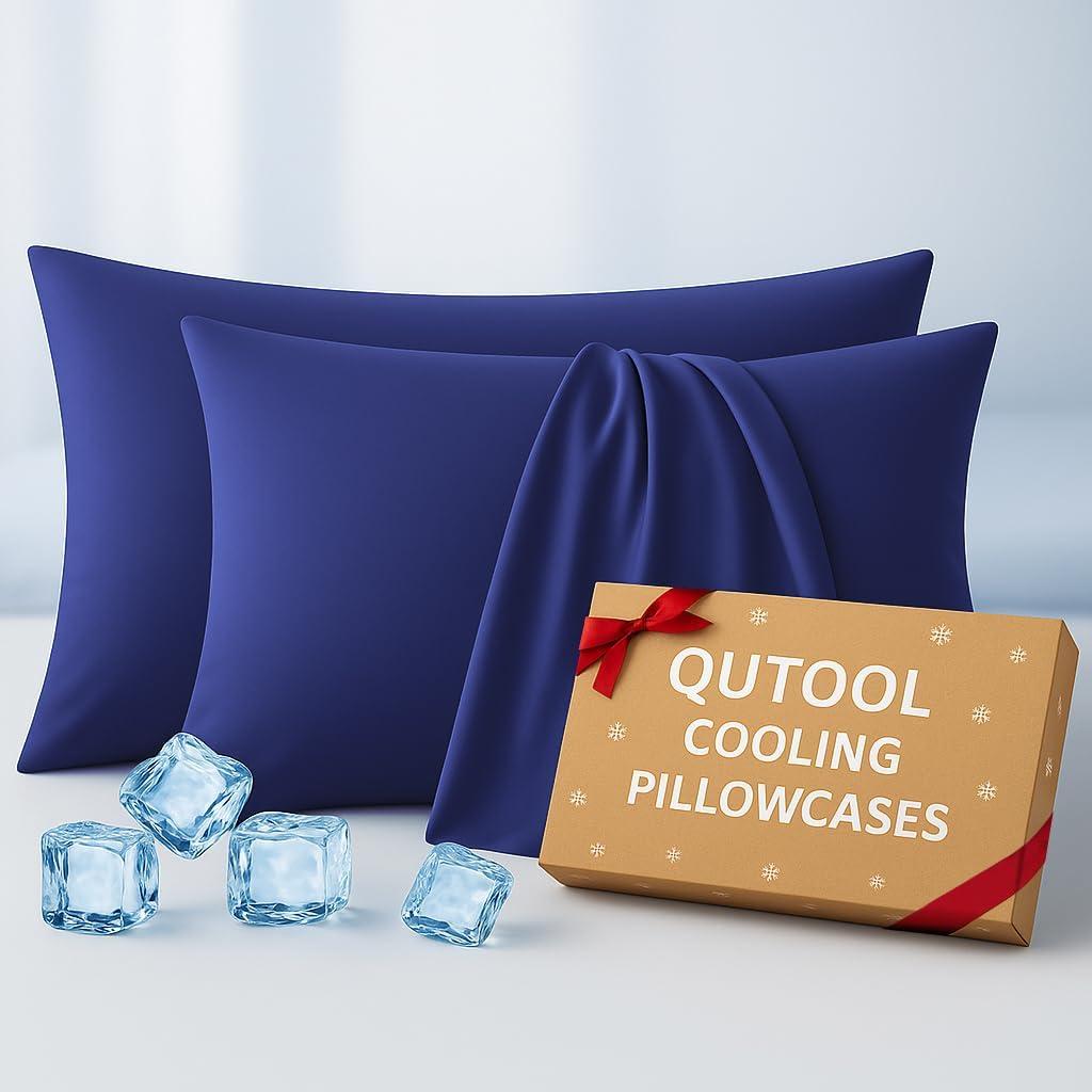 Premium Cooling Pillowcases Queen Size Set of 2 for Hot Sleeper&Night Sweats Beauty Sleep Reduces Wrinkles&Frizz Softer Than Silk Pillow Cover Oeko-TEX Certified RoyalBlue Breathable